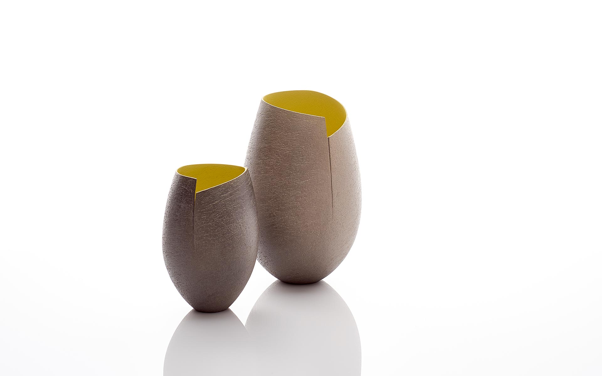 Two Cut Vessels with Yellow Interior