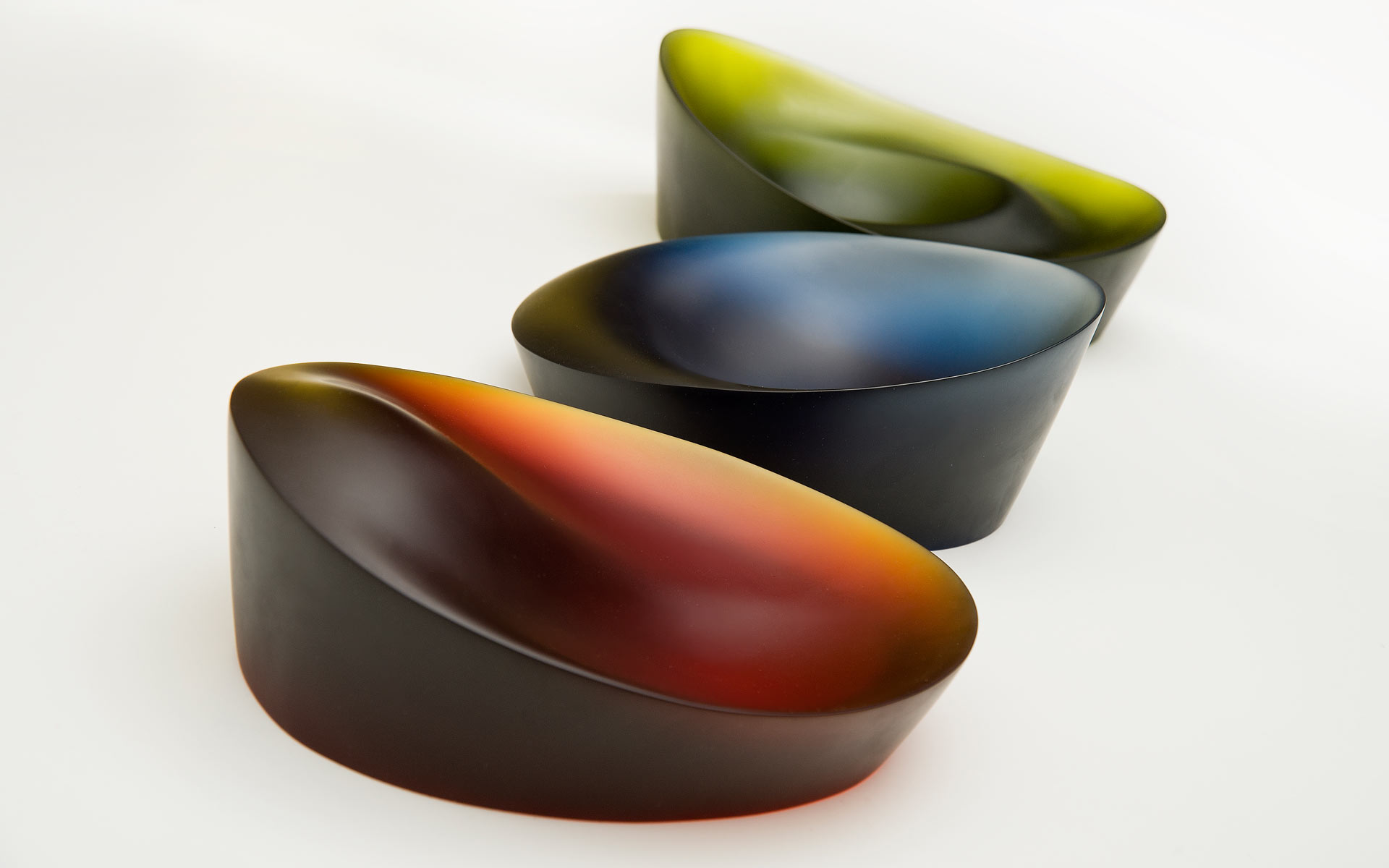 Three Kiln-Cast Glass Bowls